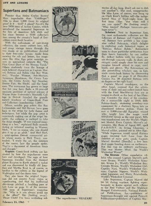 Newsweek 1965 article about comic collecting