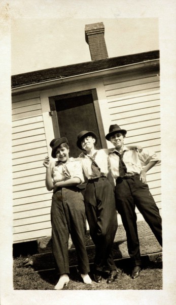 smoking trio of women vintage Gelatin silver print